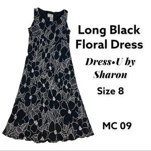 Long black floral dress